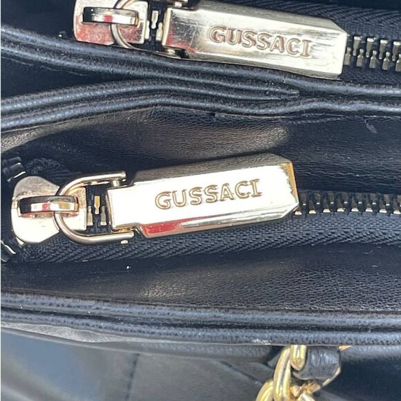 Gussaci Black Polyurethane Hobo Casual Satchel Medium - Picture 8 of 10
